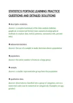 STATISTICS PORTAGE LEARNING PRACTICE&NewLine;QUESTIONS AND DETAILED SOLUTIONS&NewLine;