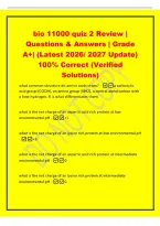 bio 11000 quiz 2 Review &vert;&NewLine;Questions & Answers &vert; Grade&NewLine;A&plus;&vert; &lpar;Latest 2026&sol; 2027 Update&rpar;&NewLine;100&percnt; Correct &lpar;Verified&NewLine;Solutions&rpar;&NewLine;what common structure do amino acids share&quest; -a carboxylic&NewLine;acid group &lpar;COOH&rpar;&comma; an amino group &lpar;NH2&rpar;&comma; a central alpha carbon with&NewLine;a 