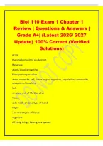 Biol 110 Exam 1 Chapter 1&NewLine;Review &vert; Questions & Answers &vert;&NewLine;Grade A&plus;&vert; &lpar;Latest 2026&sol; 2027&NewLine;Update&rpar; 100&percnt; Correct &lpar;Verified&NewLine;Solutions&rpar;&NewLine;Atom&NewLine;the smallest unit of an element&period;&NewLine;Molecule&NewLine;atoms bonded together&NewLine;Biological organization