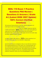 BIOL 110 Exam 1 Practice&NewLine;Questions PSU Review &vert;&NewLine;Questions & Answers &vert; Grade&NewLine;A&plus;&vert; &lpar;Latest 2026&sol; 2027 Update&rpar;&NewLine;100&percnt; Correct &lpar;Verified&NewLine;Solutions&rpar;&NewLine;The Evolution Canyons found in Israel are natural laboratories for&NewLine;exploring evolution and adaptation becau