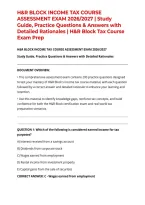 H&R BLOCK INCOME TAX COURSE ASSESSMENT EXAM 2026&sol;2027 &vert; Study Guide&comma; Practice Questions & Answers with Detailed Rationales &vert; H&R Block Tax Course Exam Prep