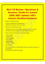 Biol 110 Review &vert; Questions &&NewLine;Answers &vert; Grade A&plus;&vert; &lpar;Latest&NewLine;2026&sol; 2027 Update&rpar; 100&percnt;&NewLine;Correct &lpar;Verified Solutions&rpar;&NewLine;What is a functional group&quest;&NewLine;- Specific combinations of bonded atoms&NewLine;- Attached as a group to other molecules&NewLine;What does a functional group