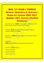 BIOL 121 EXAM 1 PURDUE&NewLine;Review &vert; Questions & Answers &vert;&NewLine;Grade A&plus;&vert; &lpar;Latest 2026&sol; 2027&NewLine;Update&rpar; 100&percnt; Correct &lpar;Verified&NewLine;Solutions&rpar;&NewLine;How many species&quest; -1&period;9 million species&period; Total diversity of 8&period;7&NewLine;million species&period; &lpar;1&sol;2 live on about 6&percnt; of rain forests&period;&NewLine;Taxo