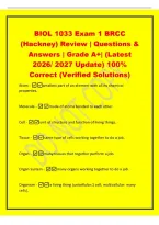 BIOL 1033 Exam 1 BRCC&NewLine;&lpar;Hackney&rpar; Review &vert; Questions &&NewLine;Answers &vert; Grade A&plus;&vert; &lpar;Latest&NewLine;2026&sol; 2027 Update&rpar; 100&percnt;&NewLine;Correct &lpar;Verified Solutions&rpar;&NewLine;Atom -smallest part of an element with all its chemical&NewLine;properties&period;&NewLine;Molecule -made of atoms bonded to each other&period;