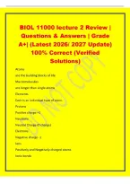 BIOL 11000 lecture 2 Review &vert;&NewLine;Questions & Answers &vert; Grade&NewLine;A&plus;&vert; &lpar;Latest 2026&sol; 2027 Update&rpar;&NewLine;100&percnt; Correct &lpar;Verified&NewLine;Solutions&rpar;&NewLine;Atoms&NewLine;are the building blocks of life&NewLine;Macromolecules&NewLine;are longer than single atoms&NewLine;