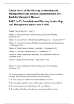 Nursing Leadership and Management 12th Edition Comprehensive Test Bank by Marquis Leadership Theories Management Principles Delegation Prioritization Communication Decision Making Conflict Management Staffing Scheduling Teamwork Motivation Supervision Cha