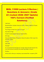 BIOL 11000 Lecture 5 Review &vert;&NewLine;Questions & Answers &vert; Grade&NewLine;A&plus;&vert; &lpar;Latest 2026&sol; 2027 Update&rpar;&NewLine;100&percnt; Correct &lpar;Verified&NewLine;Solutions&rpar;&NewLine;Hydrolysis&NewLine;Breaking down complex molecules by the chemical addition of water&NewLine;Condensation&NewLine;The change of state from a gas to 