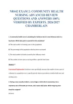 NR442 EXAM 2&colon; COMMUNITY HEALTH&NewLine;NURSING ADVANCED REVIEW&NewLine;QUESTIONS AND ANSWERS 100&percnt;&NewLine;VERIFIED BY EXPERTS&period; 2026&sol;2027&NewLine;CHAMBERLAIN