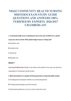 NR442 COMMUNITY HEALTH NURSING&NewLine;MIDTERM EXAM STUDY GUIDE&NewLine;QUESTIONS AND ANSWERS 100&percnt;&NewLine;VERIFIED BY EXPERTS&period; 2026&sol;2027&NewLine;CHAMBERLAIN