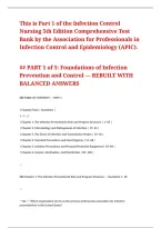 Infection Control Nursing 5th Edition Comprehensive Test Bank by the Association for Professionals in Infection Control and Epidemiology APIC Infection Prevention Transmission Based Precautions Hand Hygiene Personal Protective Equipment Sterilization Disi