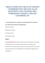 NR442 COMMUNITY HEALTH NURSING&NewLine;COMPREHENSIVE REVIEW EXAM&NewLine;QUESTIONS AND ANSWERS 100&percnt;&NewLine;VERIFIED BY EXPERTS&period; 2026&sol;2027&NewLine;CHAMBERLAIN
