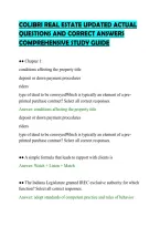 COLIBRI REAL ESTATE UPDATED ACTUAL&NewLine;QUESTIONS AND CORRECT ANSWERS&NewLine;COMPREHENSIVE STUDY GUIDE&NewLine;