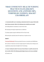 NR442 COMMUNITY HEALTH NURSING&NewLine;PRACTICE EXAM &lpar;2026&sol;2027&rpar;&NewLine;QUESTIONS AND ANSWERS 100&percnt;&NewLine;VERIFIED BY EXPERTS&period; 2026&sol;2027&NewLine;CHAMBERLAIN