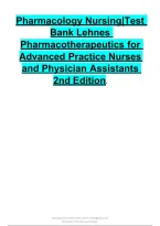 Pharmacology Nursing&vert;Test &NewLine;Bank Lehnes&NewLine;Pharmacotherapeutics for&NewLine;Advanced Practice Nurses&NewLine;and Physician Assistants&NewLine;2nd Edition&period;