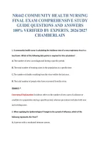 NR442 COMMUNITY HEALTH NURSING&NewLine;FINAL EXAM COMPREHENSIVE STUDY&NewLine;GUIDE QUESTIONS AND ANSWERS&NewLine;100&percnt; VERIFIED BY EXPERTS&period; 2026&sol;2027&NewLine;CHAMBERLAIN
