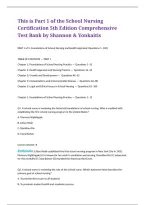 School Nursing Certification 5th Edition Comprehensive Test Bank by Shannon Yonkaitis Student Health Assessment Health Promotion Disease Prevention Immunizations Chronic Conditions Emergency Care Mental Health Medication Administration Health Education Sp