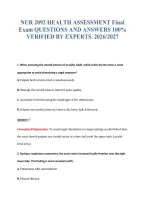 NUR 2092 HEALTH ASSESSMENT Final&NewLine;Exam QUESTIONS AND ANSWERS 100&percnt;&NewLine;VERIFIED BY EXPERTS&period; 2026&sol;2027