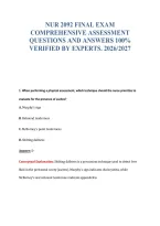 NUR 2092 FINAL EXAM&NewLine;COMPREHENSIVE ASSESSMENT&NewLine;QUESTIONS AND ANSWERS 100&percnt;&NewLine;VERIFIED BY EXPERTS&period; 2026&sol;2027
