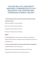 NUR 2092 HEALTH ASSESSMENT&NewLine;MIDTERM COMPREHENSIVE EXAM&NewLine;QUESTIONS AND ANSWERS 100&percnt;&NewLine;VERIFIED BY EXPERTS&period; 2026&sol;2027