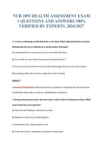 NUR 2092 HEALTH ASSESSMENT EXAM&NewLine;1 QUESTIONS AND ANSWERS 100&percnt;&NewLine;VERIFIED BY EXPERTS&period; 2026&sol;2027