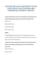 NUR 2092 HEALTH ASSESSMENT EXAM&NewLine;2 QUESTIONS AND ANSWERS 100&percnt;&NewLine;VERIFIED BY EXPERTS&period; 2026&sol;2027