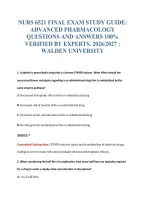 NURS 6521 FINAL EXAM STUDY GUIDE&colon;&NewLine;ADVANCED PHARMACOLOGY&NewLine;QUESTIONS AND ANSWERS 100&percnt;&NewLine;VERIFIED BY EXPERTS&period; 2026&sol;2027 &colon;&NewLine;WALDEN UNIVERSITY
