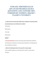 NURS 6521 MIDTERM EXAM&NewLine;ADVANCED PHARMACOLOGY&NewLine;QUESTIONS AND ANSWERS 100&percnt;&NewLine;VERIFIED BY EXPERTS&period; 2026&sol;2027 &colon;&NewLine;WALDEN UNIVERSITY