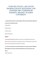 NURS 6521 EXAM 2&colon; ADVANCED&NewLine;PHARMACOLOGY QUESTIONS AND&NewLine;ANSWERS 100&percnt; VERIFIED BY&NewLine;EXPERTS&period; 2026&sol;2027&colon; WALDEN&NewLine;UNIVERSITY