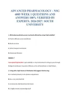 ADVANCED PHARMACOLOGY - NSG&NewLine;6005 WEEK 1 QUESTIONS AND&NewLine;ANSWERS 100&percnt; VERIFIED BY&NewLine;EXPERTS&period; 2026&sol;2027&period; SOUTH&NewLine;UNIVERSITY