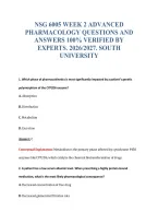 NSG 6005 WEEK 2 ADVANCED&NewLine;PHARMACOLOGY QUESTIONS AND&NewLine;ANSWERS 100&percnt; VERIFIED BY&NewLine;EXPERTS&period; 2026&sol;2027&period; SOUTH&NewLine;UNIVERSITY