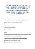 NSG 6005 WEEK 7 QUIZ&colon; ADVANCED&NewLine;PHARMACOLOGY - ENDOCRINE AND&NewLine;GASTROINTESTINAL SYSTEMS&NewLine;QUESTIONS AND ANSWERS 100&percnt;&NewLine;VERIFIED BY EXPERTS&period; 2026&sol;2027&period;&NewLine;SOUTH UNIVERSITY