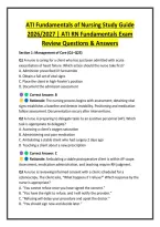 ATI Fundamentals of Nursing Study Guide &NewLine;2026&sol;2027 &vert; ATI RN Fundamentals Exam &NewLine;Review Questions & Answers
