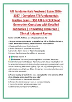 ATI Fundamentals Proctored Exam 2026&NewLine;2027 &vert; Complete ATI Fundamentals &NewLine;Practice Exam &vert; 300 ATI & NCLEX Next &NewLine;Generation Questions with Detailed &NewLine;Rationales &vert; RN Nursing Exam Prep &vert; &NewLine;Clinical Judgment Review