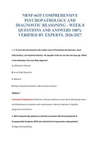 NRNP 6635 COMPREHENSIVE&NewLine;PSYCHOPATHOLOGY AND&NewLine;DIAGNOSTIC REASONING - WEEK 8&NewLine;QUESTIONS AND ANSWERS 100&percnt;&NewLine;VERIFIED BY EXPERTS&period; 2026&sol;2027