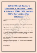 ECO 230 Final Review &vert;&NewLine;Questions & Answers &vert; Grade&NewLine;A&plus;&vert; &lpar;Latest 2026&sol; 2027 Update&rpar;&NewLine;100&percnt; Correct &lpar;Verified&NewLine;Solutions&rpar;