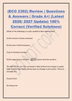 &lpar;ECO 2302&rpar; Review &vert; Questions&NewLine;& Answers &vert; Grade A&plus;&vert; &lpar;Latest&NewLine;2026&sol; 2027 Update&rpar; 100&percnt;&NewLine;Correct &lpar;Verified Solutions&rpar;&NewLine;Which of the following is a topic studied in Macroeconomics&quest;&NewLine;A&rpar; the amount of pizza produced&NewLine;B&rpar; the price of Dell computers 