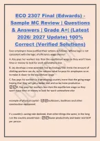 ECO 2307 Final &lpar;Edwards&rpar; -&NewLine;Sample MC Review &vert; Questions&NewLine;& Answers &vert; Grade A&plus;&vert; &lpar;Latest&NewLine;2026&sol; 2027 Update&rpar; 100&percnt;&NewLine;Correct &lpar;Verified Solutions&rpar;&NewLine;Four employers have justified their actions as follows&period; Whose logic is not&NewLine;consistent with the logic of effici