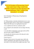 NUR 210 Principles of Pharmacology Exam 1 Study Guide Galen College Actual Exam 2026&sol;2027 Complete Exam-Style Questions with Detailed Rationales &vert; 100&percnt; Verified &vert; Pass Guaranteed &ndash; A&plus; Graded