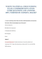 NUR2513 MATERNAL-CHILD NURSING&NewLine;EXAM 2 COMPREHENSIVE STUDY&NewLine;GUIDE QUESTIONS AND ANSWERS&NewLine;100&percnt; VERIFIED BY EXPERTS&period; 2026&sol;2027