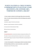 NUR2513 MATERNAL-CHILD NURSING&NewLine;COMPREHENSIVE EXAM STUDY GUIDE&NewLine;QUESTIONS AND ANSWERS 100&percnt;&NewLine;VERIFIED BY EXPERTS&period; 2026&sol;2027