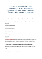 NUR2513 MIDTERM EXAM&colon;&NewLine;MATERNAL-CHILD NURSING&NewLine;QUESTIONS AND ANSWERS 100&percnt;&NewLine;VERIFIED BY EXPERTS&period; 2026&sol;2027