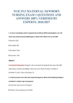 NUR 2513 MATERNAL-NEWBORN&NewLine;NURSING EXAM 1 QUESTIONS AND&NewLine;ANSWERS 100&percnt; VERIFIED BY&NewLine;EXPERTS&period; 2026&sol;2027
