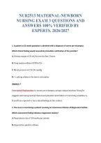 NUR2513 MATERNAL-NEWBORN&NewLine;NURSING EXAM 3 QUESTIONS AND&NewLine;ANSWERS 100&percnt; VERIFIED BY&NewLine;EXPERTS&period; 2026&sol;2027
