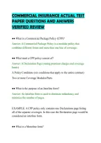 COMMERCIAL INSURANCE ACTUAL TEST&NewLine;PAPER QUESTIONS AND ANSWERS&NewLine;VERIFIED REVIEW