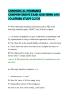 COMMERCIAL INSURANCE&NewLine;COMPREHENSIVE EXAM QUESTIONS AND&NewLine;SOLUTIONS STUDY GUIDE&NewLine;