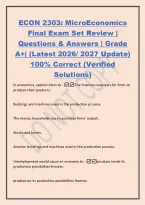 ECON 2303&colon; MicroEconomics&NewLine;Final Exam Set Review &vert;&NewLine;Questions & Answers &vert; Grade&NewLine;A&plus;&vert; &lpar;Latest 2026&sol; 2027 Update&rpar;&NewLine;100&percnt; Correct &lpar;Verified&NewLine;Solutions&rpar;
