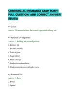 COMMERCIAL INSURANCE EXAM SCRIPT&NewLine;FULL QUESTIONS AND CORRECT ANSWERS&NewLine;REVIEW