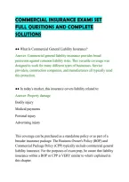 COMMERCIAL INSURANCE EXAMS SET&NewLine;FULL QUESTIONS AND COMPLETE&NewLine;SOLUTIONS&NewLine;