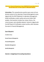 Laboratory Financial Management Exam COMPLETE Practice Questions & Detailed Rationales &lpar;Verified Update&excl;&excl;&excl;&excl; 2026&ndash;2027 Edition&rpar;