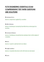 PLTW ENGINEERING ESSENTIALS EXAM&NewLine;COMPREHENSIVE TEST PAPER QUESTIONS&NewLine;AND SOLUTIONS